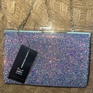 NWT INC Part Purse Blue Sparkly with Gold Chain